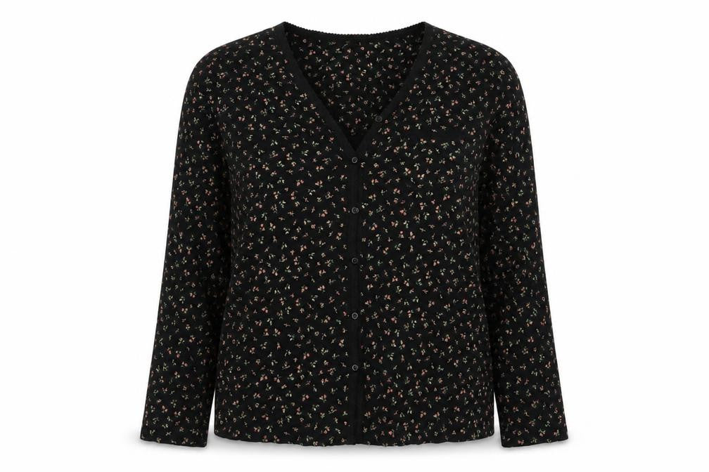 Womens UK Size S Carole Hochman Black Basic Button-Up