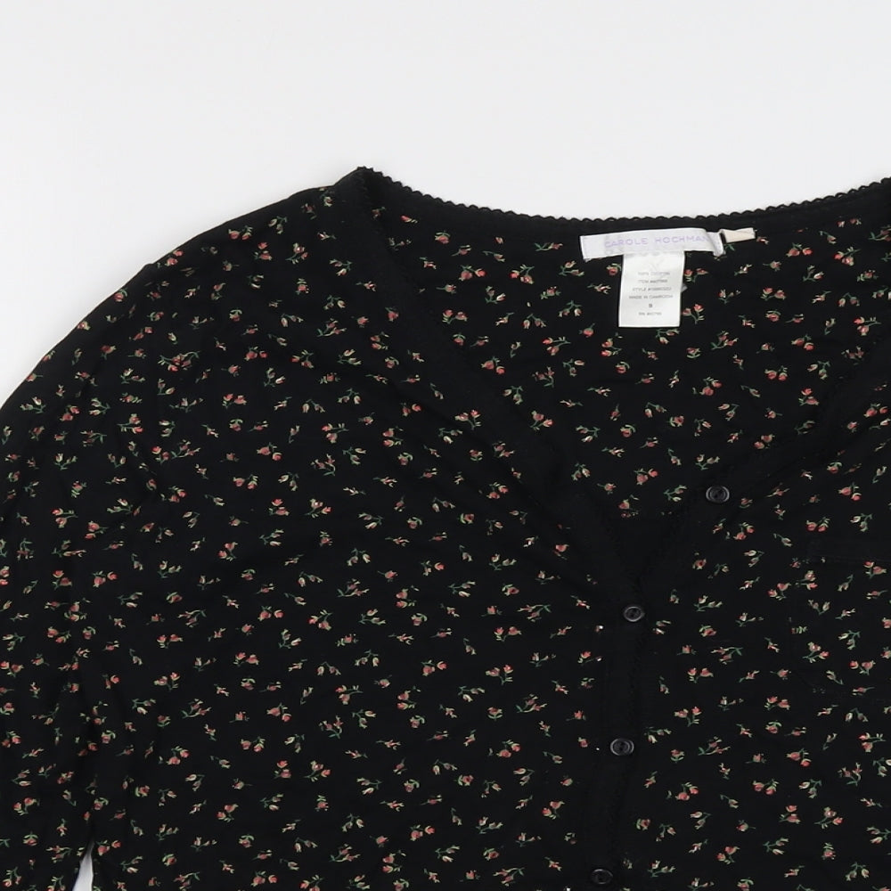 Womens UK Size S Carole Hochman Black Basic Button-Up