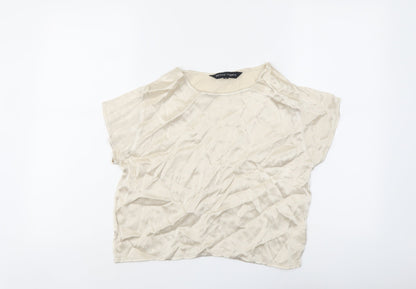 Jeffrey Rogers Womens Beige Viscose Basic Blouse Size 12 Boat Neck