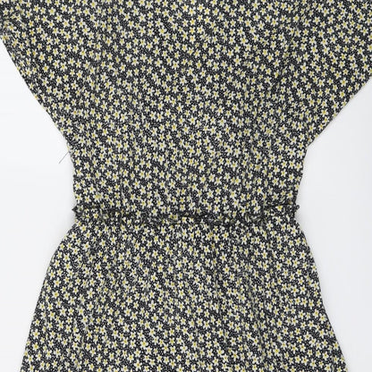 Only Womens Black Floral Polyester Fit & Flare Size S V-Neck Pullover