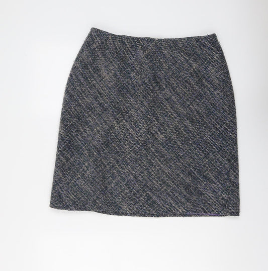 Marks and Spencer Womens Grey Polyester A-Line Skirt Size 14