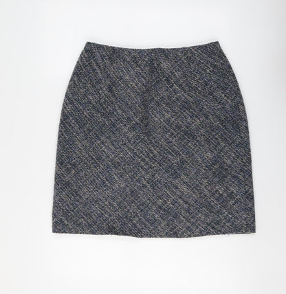 Marks and Spencer Womens Grey Polyester A-Line Skirt Size 14
