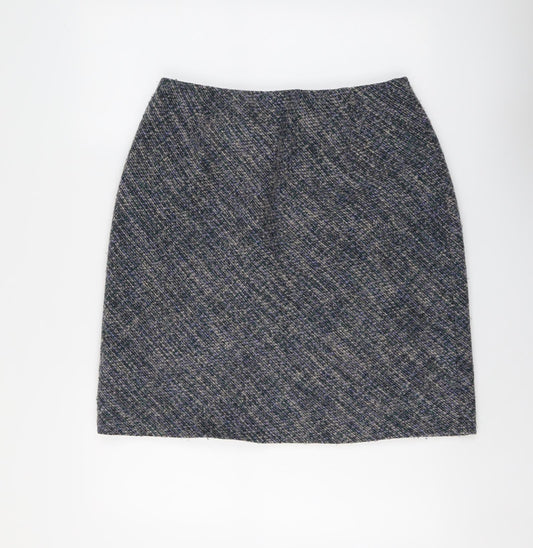 Marks and Spencer Womens Grey Polyester A-Line Skirt Size 14