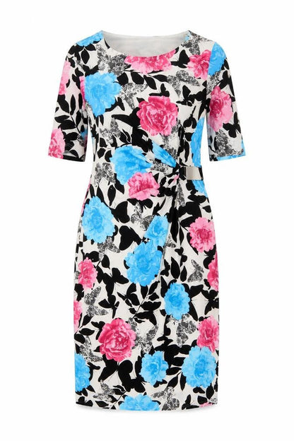David Emanuel Womens Multicoloured Floral Polyester A-Line Size 10 Round Neck Pullover