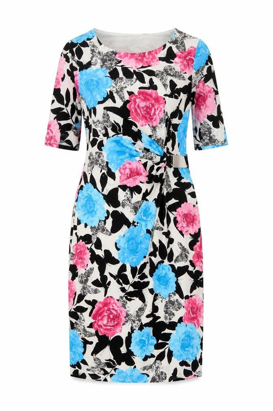 David Emanuel Womens Multicoloured Floral Polyester A-Line Size 10 Round Neck Pullover
