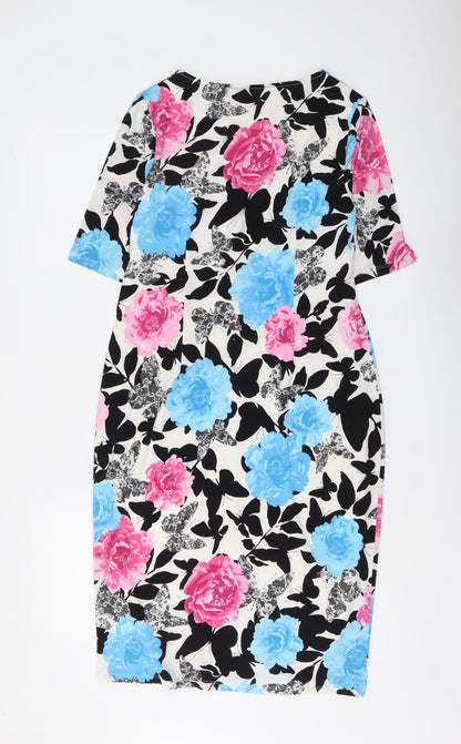 David Emanuel Womens Multicoloured Floral Polyester A-Line Size 10 Round Neck Pullover