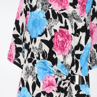 David Emanuel Womens Multicoloured Floral Polyester A-Line Size 10 Round Neck Pullover