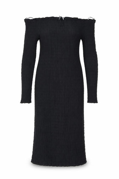 Zara Womens Black Modal A-Line Size L Off the Shoulder Pullover