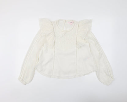 Miss Selfridge Womens Ivory Polyester Basic Blouse Size 4 Round Neck