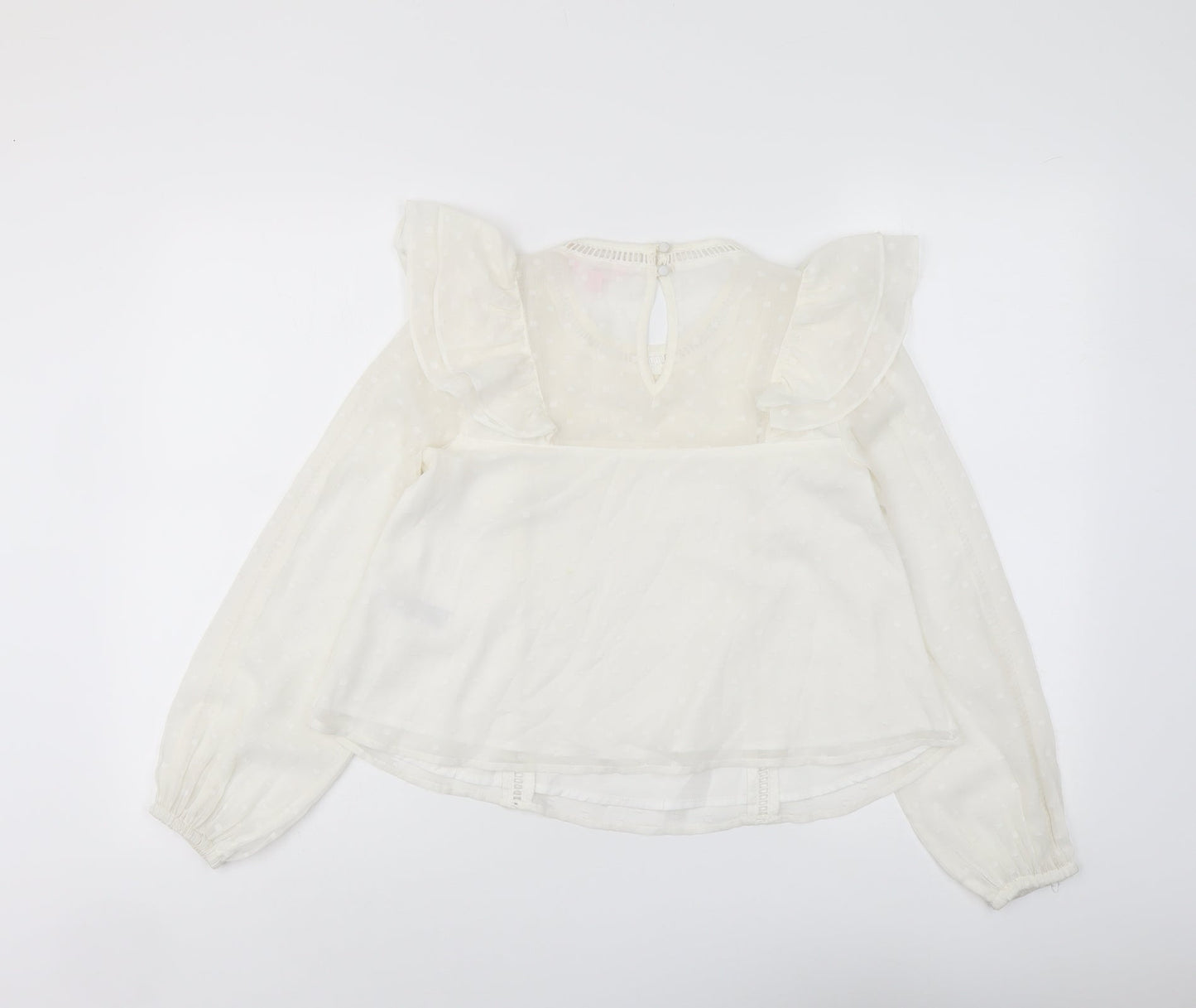 Miss Selfridge Womens Ivory Polyester Basic Blouse Size 4 Round Neck