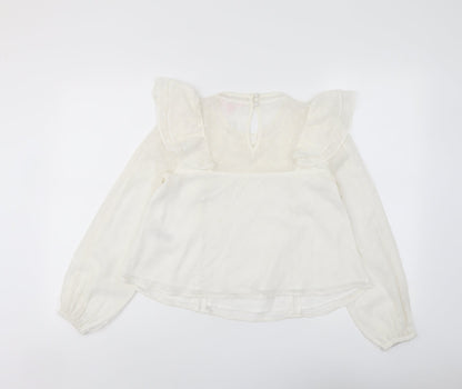 Miss Selfridge Womens Ivory Polyester Basic Blouse Size 4 Round Neck