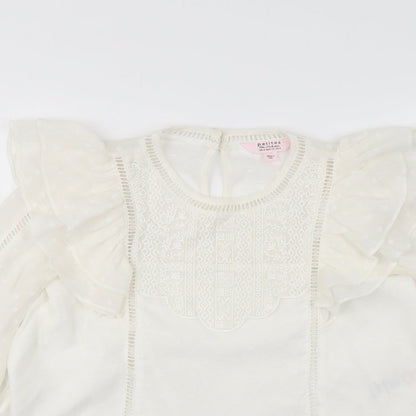 Miss Selfridge Womens Ivory Polyester Basic Blouse Size 4 Round Neck