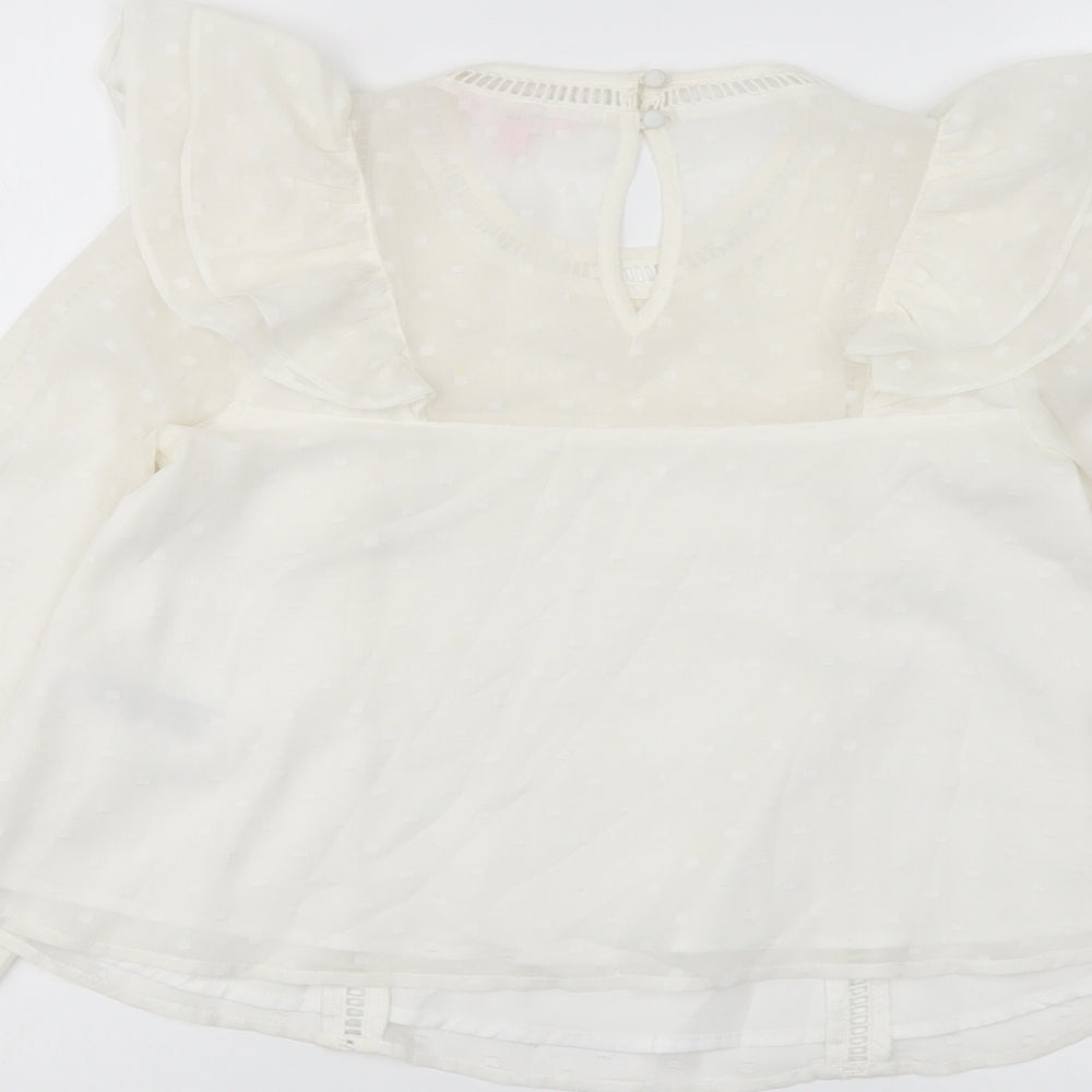 Miss Selfridge Womens Ivory Polyester Basic Blouse Size 4 Round Neck