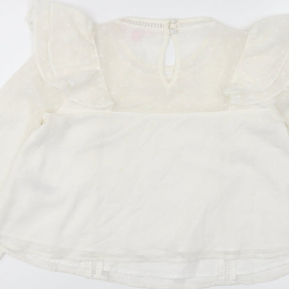 Miss Selfridge Womens Ivory Polyester Basic Blouse Size 4 Round Neck