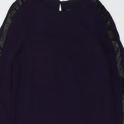 Zara Womens Purple Polyester A-Line Size XS Round Neck Button
