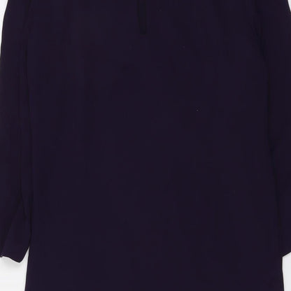 Zara Womens Purple Polyester A-Line Size XS Round Neck Button