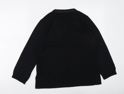 Kasper Womens Black V-Neck Viscose Pullover Jumper Size XL