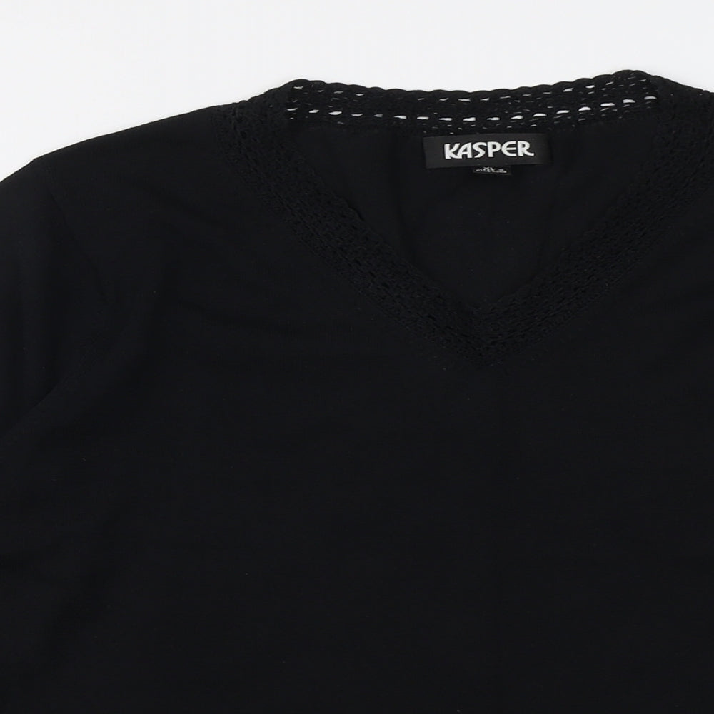 Kasper Womens Black V-Neck Viscose Pullover Jumper Size XL