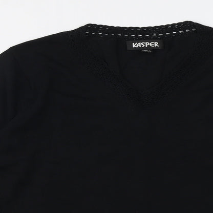 Kasper Womens Black V-Neck Viscose Pullover Jumper Size XL