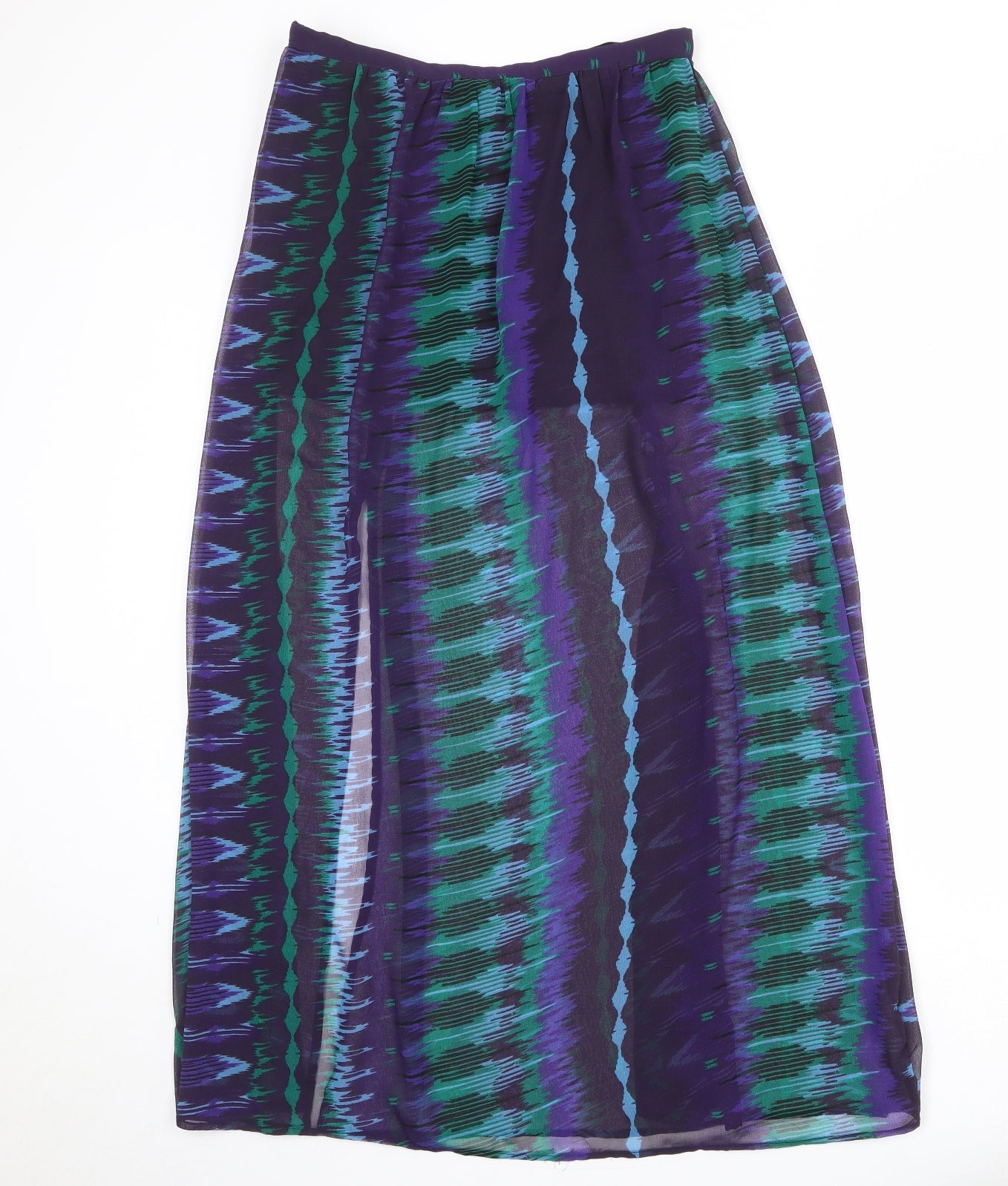 Angie Womens Multicoloured Geometric Polyester Peasant Skirt Size M Zip - Sheer overlay