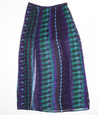 Angie Womens Multicoloured Geometric Polyester Peasant Skirt Size M Zip - Sheer overlay