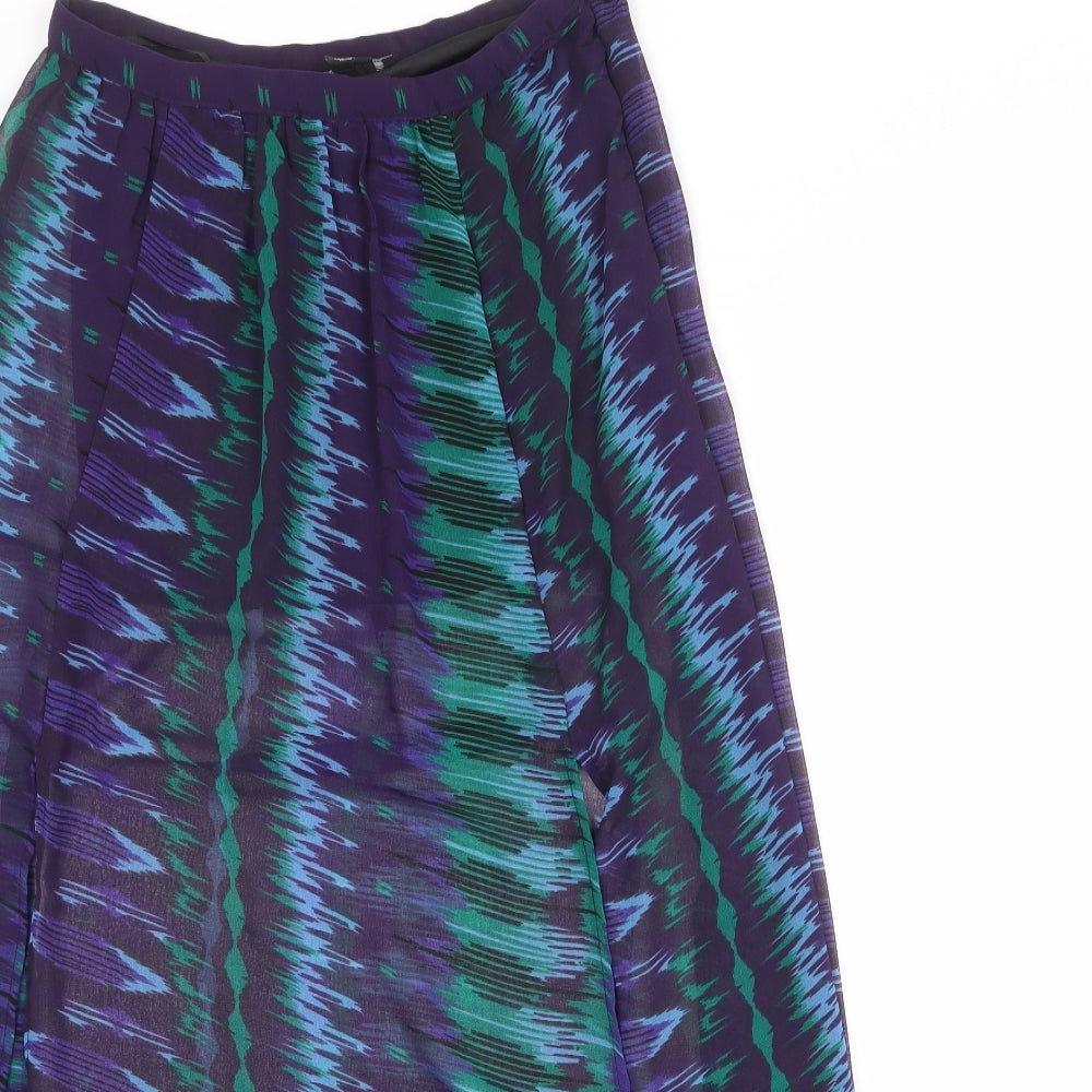 Angie Womens Multicoloured Geometric Polyester Peasant Skirt Size M Zip - Sheer overlay