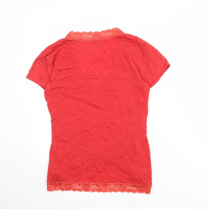 Womens UK Size 14 Episode Red Basic T-Shirt