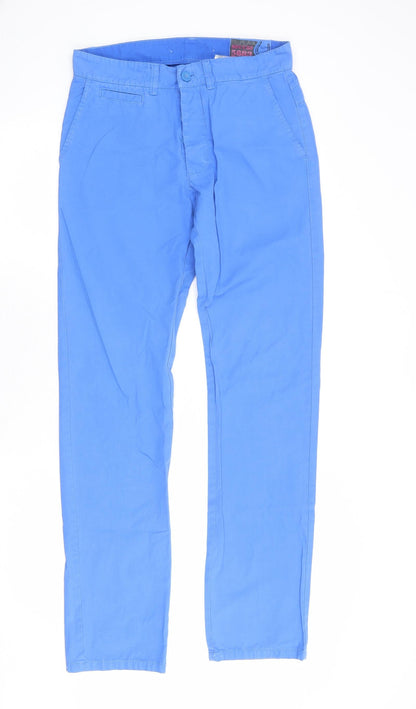 Divided by H&M Womens Blue Cotton Trousers Size 28 in Regular Button