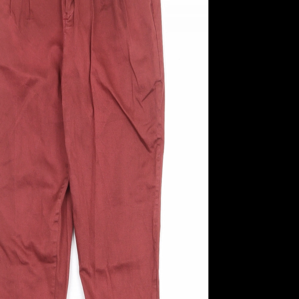Parisian Womens Red Cotton Carrot Trousers Size 12 Regular Zip