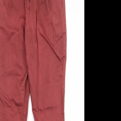Parisian Womens Red Cotton Carrot Trousers Size 12 Regular Zip