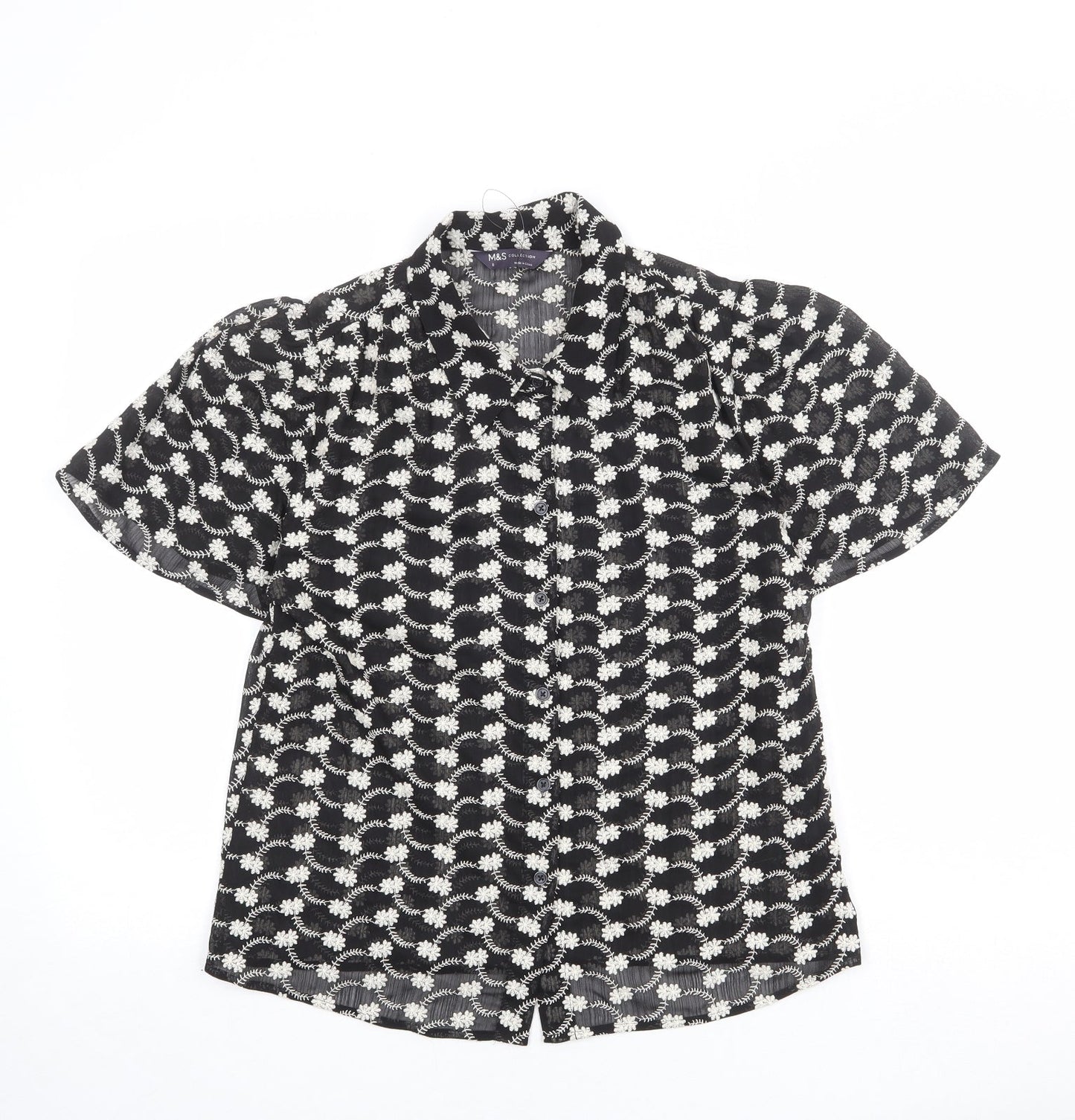 Womens UK Size 8 Marks and Spencer Black Basic Button-Up