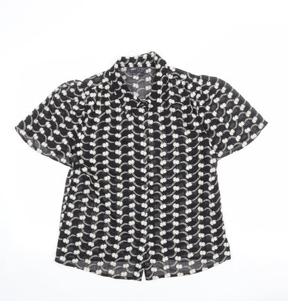 Womens UK Size 8 Marks and Spencer Black Basic Button-Up