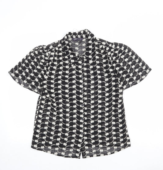 Womens UK Size 8 Marks and Spencer Black Basic Button-Up