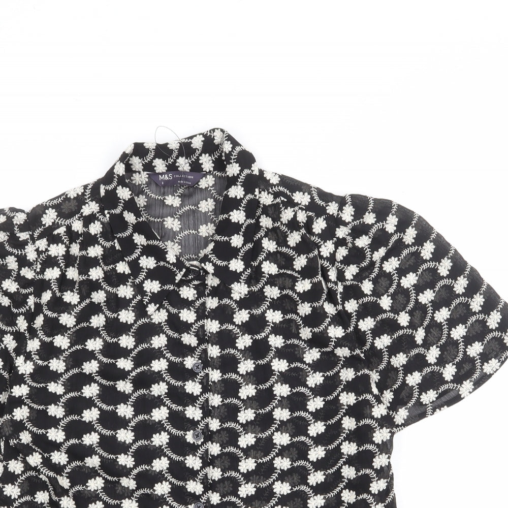 Womens UK Size 8 Marks and Spencer Black Basic Button-Up