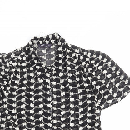 Womens UK Size 8 Marks and Spencer Black Basic Button-Up
