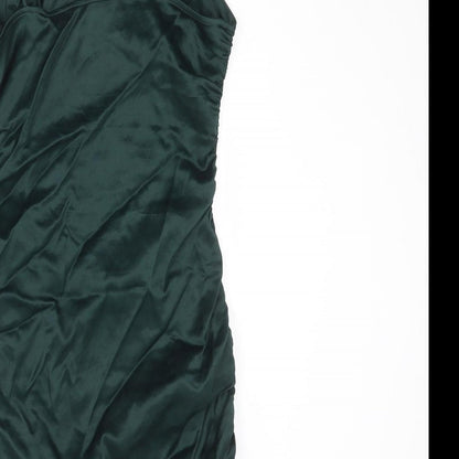 Zara Womens Green Viscose Bodycon Size M Sweetheart Zip