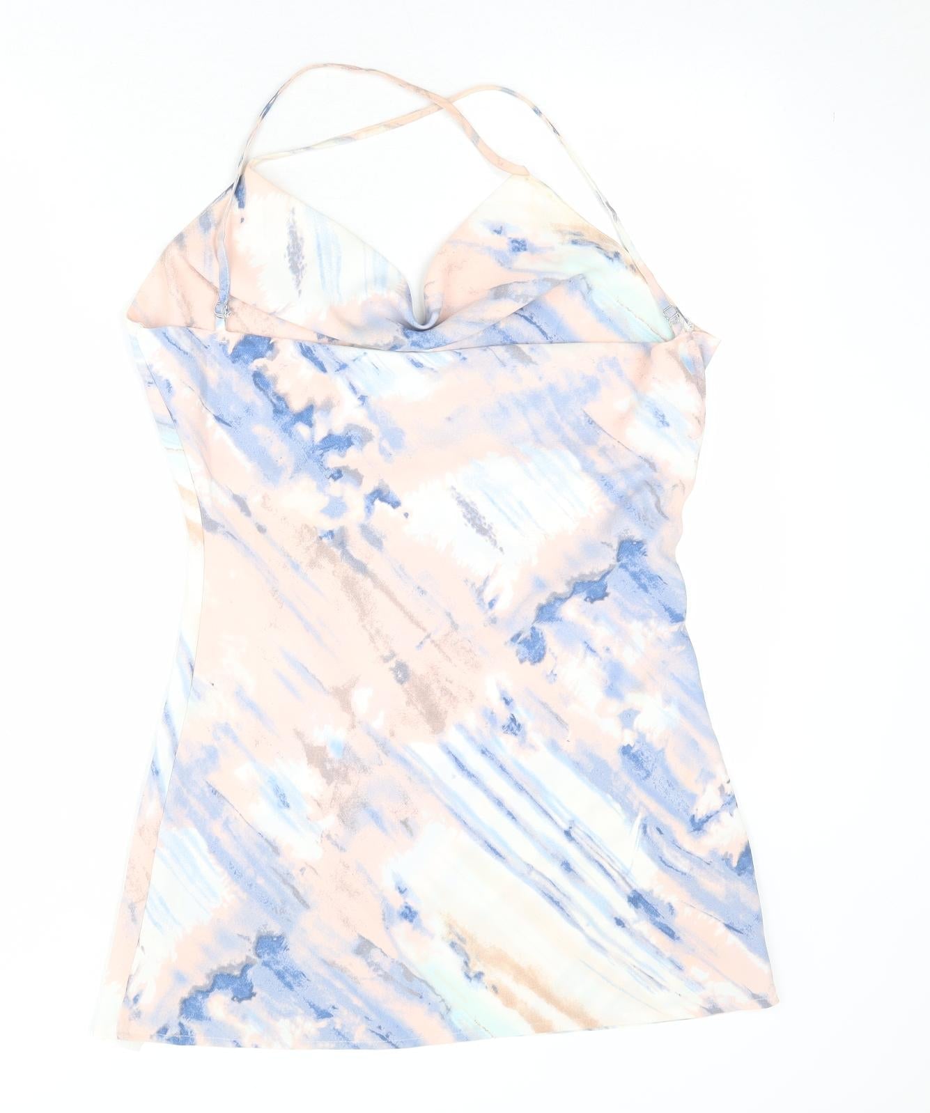 Quiz Womens Multicoloured Geometric Polyester Mini Size 6 Cowl Neck Pullover