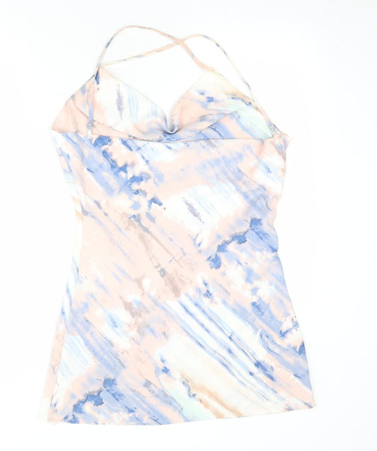 Quiz Womens Multicoloured Geometric Polyester Mini Size 6 Cowl Neck Pullover