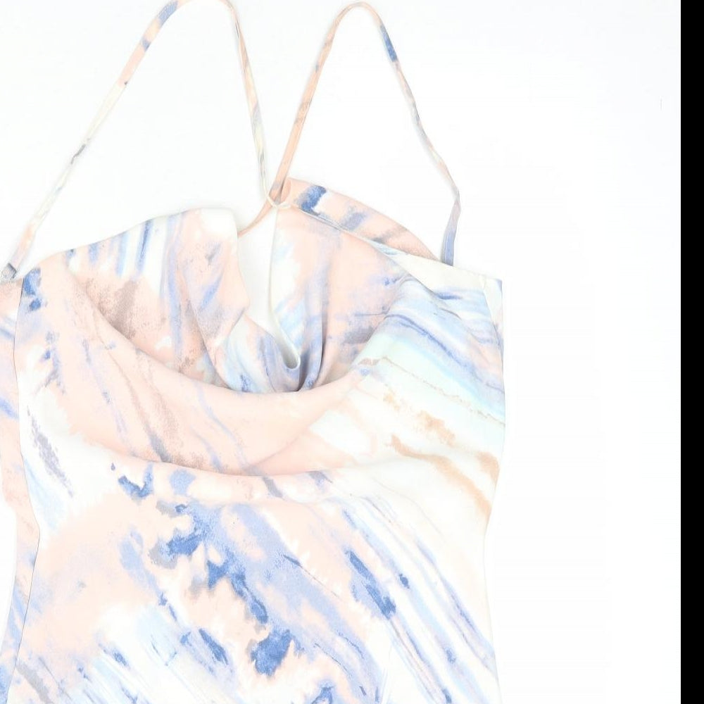 Quiz Womens Multicoloured Geometric Polyester Mini Size 6 Cowl Neck Pullover