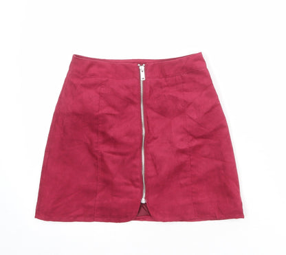 Divided by H&M Womens Pink Polyester A-Line Skirt Size 6 Zip