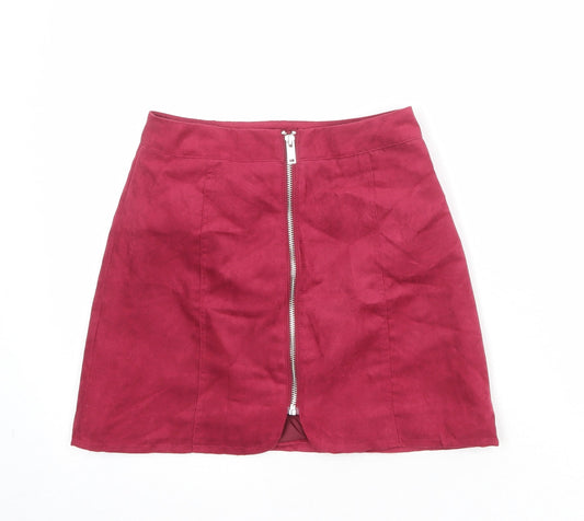 Divided by H&M Womens Pink Polyester A-Line Skirt Size 6 Zip