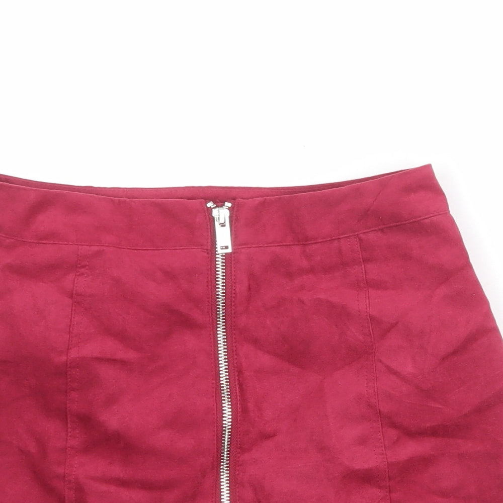 Divided by H&M Womens Pink Polyester A-Line Skirt Size 6 Zip