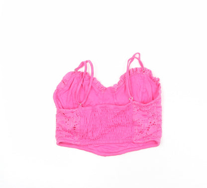 Womens UK Size S Stradivarius Pink Cropped Tank