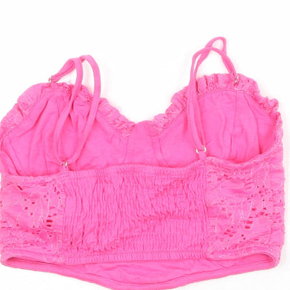 Womens UK Size S Stradivarius Pink Cropped Tank