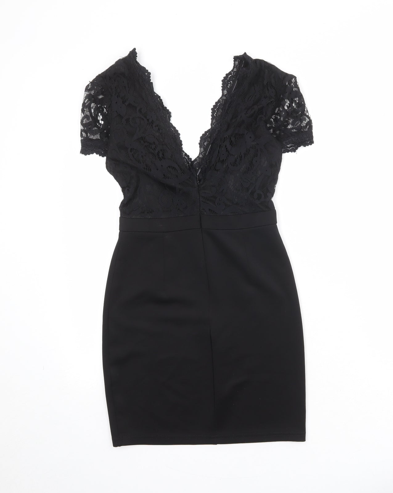 Missguided Womens Black Geometric Polyester A-Line Size 8 V-Neck Pullover