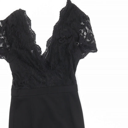 Missguided Womens Black Geometric Polyester A-Line Size 8 V-Neck Pullover