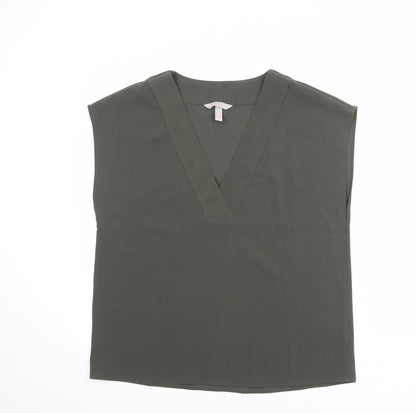 Womens UK Size 10 H&M Green Basic Blouse