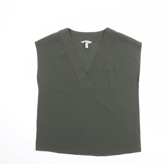 Womens UK Size 10 H&M Green Basic Blouse