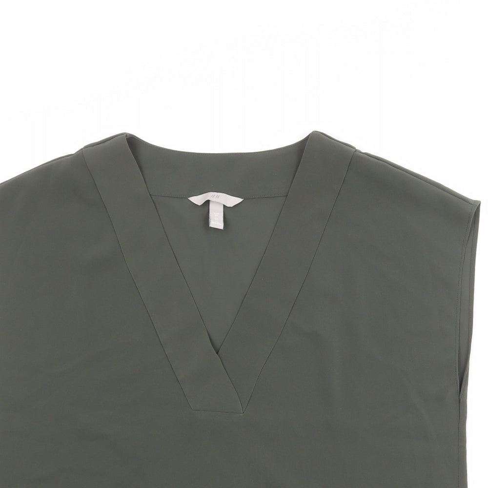 Womens UK Size 10 H&M Green Basic Blouse