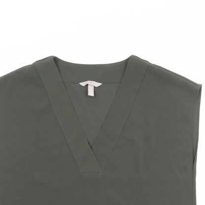 Womens UK Size 10 H&M Green Basic Blouse